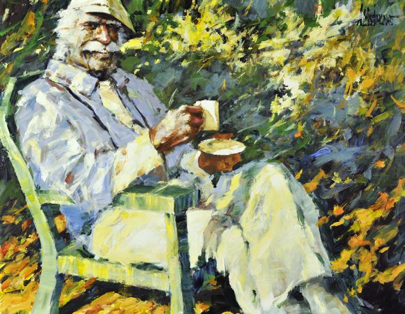 Aldo Luongo Sun, Summer, and a Cappuccino giclee on canvas